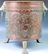 19TH CENTURY VICTORIAN DUTCH BRASS AND COPPER LOG BIN COAL SCUTTLE