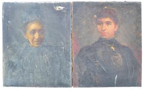 PAIR OF 19TH CENTURY OIL PAINTINGS OF MOTHER AND DAUGHTER