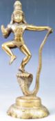 19TH CENTURY INDIAN HINDU ANTIQUE BRONZE OF KRISHNA AND KALIYA