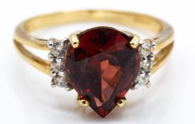 9ct Gold & Raspberry Rhodolite Garnet & Zircon Ring