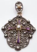 19th Century French Silver Gold & Diamond Pendant