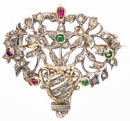 Antique French Gem Stone Set Giardinetti brooch