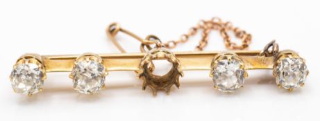 A 15ct Gold & Diamond Bar Brooch