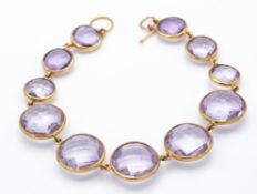 9ct Gold & Amethyst Riviere Bracelet