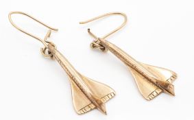 A Pair of Hallmarked 9ct Gold Concord Earrings