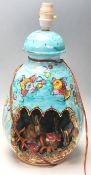 RETRO MID CENTURY MAJOLICA LAMP / DESK LIGHT WITH