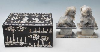 20TH CENTURY EBONISED BOX WITH MOTHER OF PEARL GAR