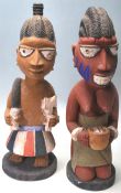 A PAIR OF VINTAGE 20TH CENTURY YORUBA CARVED WOODE