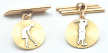 GOLD ART DECO GOLF RELATED CUFFLINKS