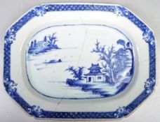 18TH CENTURY CHINESE BLUE AND WHITE PLATTER TRAY