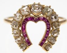 Antique Ruby & Diamond Horseshoe ring