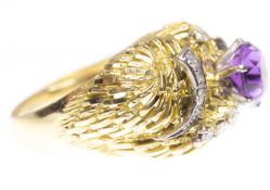 18ct Gold Amethyst & Diamond Cocktail Ring