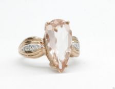 9ct Rose Gold Morganite & Diamond Ring