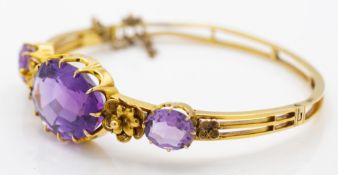 Victorian 15ct Gold Amethyst Bangle Bracelet
