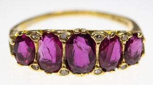 1970S HALLMARKED RUBY AND DIAMOND RING