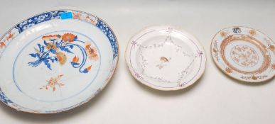 THREE 18TH CENTURY ANTIQUE PORCELAIN PLATES