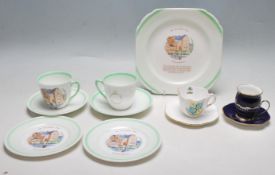 A SHELLEY PART TEA SET - CUPS - SAUCERS - CAKE PLATES - COALPORT CUP AND SAUCER