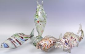 COLLECTION OF X4 ITALIAN MURANO GLASS FISH FIGURINE