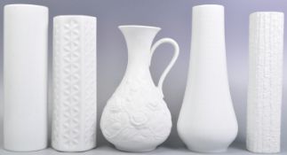 COLLECTION OF GERMAN RETRO WHITE PORCELAIN VASES