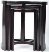 ART DECO STYLE SET OF DARK OAK NESTING TABLES OF ROUND FORM