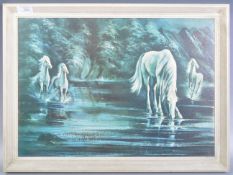 RETRO VINTAGE 1960'S PRINT OF WILD HORSES BY PALMERO