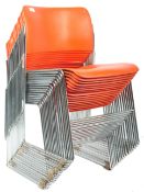 RETRO AMERICAN ORANGE METAL STACKING CHAIRS