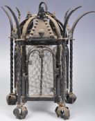 EARLY 20TH CENTURY FRENCH TOLEWARE GLASS LANTERN