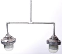 GEC - RETRO DOUBLE BULKHEAD HANGING CEILING LIGHT OF ALUMINIUM CONSTRUCTION