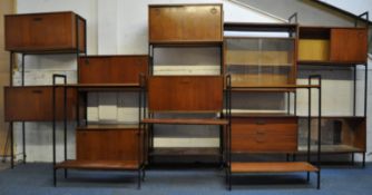 AVALON MODULA 1960'S TEAK MODULAR NINE BAY LADDERAX SHELVING UNIT