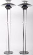 MATCHING PAIR OF GREY STANDARD LAMPS IN THE MANNER OF POUL HENNINGSEN FOR LOUIS POULSEN