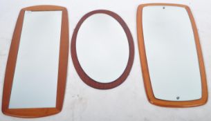 THREE 1960'S RETRO TEAK WOOD WALL MIRRORS