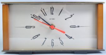 METAMEC ORIGINAL RETRO TEAK AND BRASS CASED MANTEL CLOCK