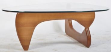 NOGUCHI GLASS TOPPED COFFEE TABLE ON ASH BASE