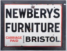 NEWBERY'S FURNITURE - BRISTOL - ORIGINAL ENAMEL ADVERTISING SIGN