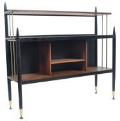 MID CENTURY EBONISED ATOMIC BOOKCASE / DISPLAY BOARD