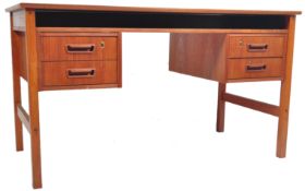 RETRO VINTAGE TEAK WOOD TWIN PEDESTAL DESK