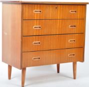 ENGLISH RETRO TEAK WOOD CHEST OF FOUR STRAIGHT DRAWERS
