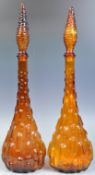TWO RETRO VINTAGE EMPOLI ITALIAN STUDIO ART GLASS BOTTLES