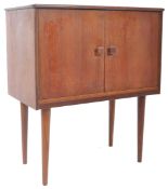 QUALITY MID CENTURY TEAK RECORD CABINET, MAPLE LINED INTERIOR
