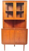 RETRO DANISH TEAK WOOD CORNER DISPLAY CABINET