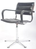 RETRO VINTAGE 1980'S BLACK AND CHROME OFFICE CHAIR