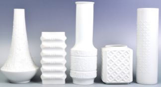 COLLECTION OF RETRO GERMAN WHITE PORCELAIN VASES