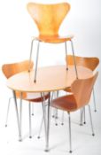 FRITZ HANSEN DANISH DESIGNER TABLE AND FOUR CHAIRS