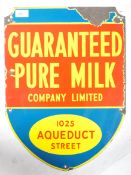 GUARANTEED PURE MILK - ORIGINAL ENAMEL ADVERTISING SIGN