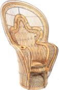 LARGE AND IMPRESSIVE CANE WICKER PEACOCK CHAIR