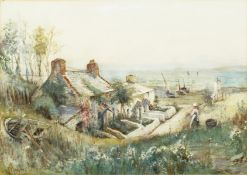 Joseph Hughes Clayton (1870-1930) British. Cottages by the Sea, Watercolour, Signed, 14