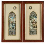 19th Century Irish School. A Pair of Stain Glass Window Designs featuring St. Patrick and St.