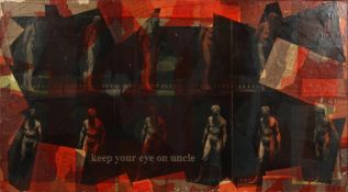 Jason Prescott, Circa 1993. 'Keep Your Eye on Uncle', Collage, Signed, Inscribed and Dated Verso.