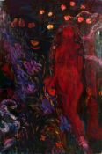 Kathleen Mullaniff. 'Blame', Eve in the Garden of Eden, Oil on Canvas, Signed and Inscribed Verso,