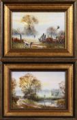 Bill Haines (b.1943). A Pair of Miniature Paintings of Country Scenes, Oil on Board, 3.5